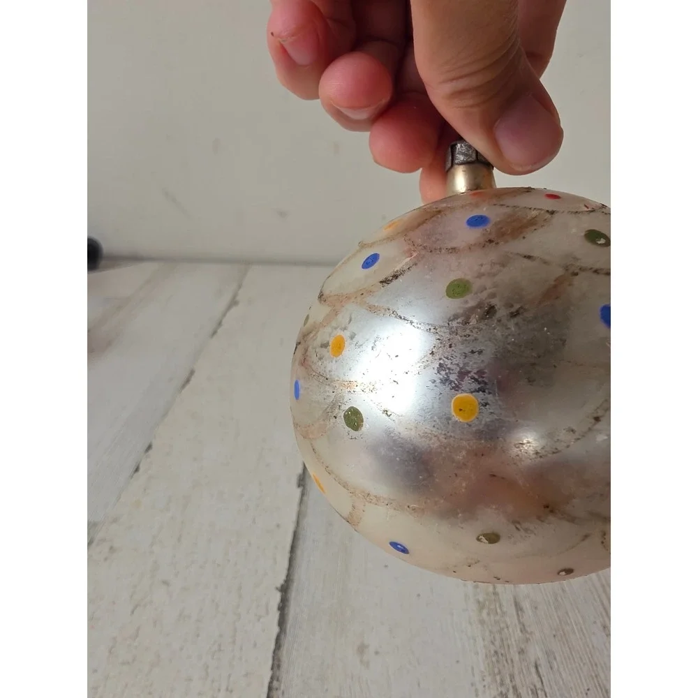 Vintage Poland mermaid glass ornament rainbow jumbo Xmas tree